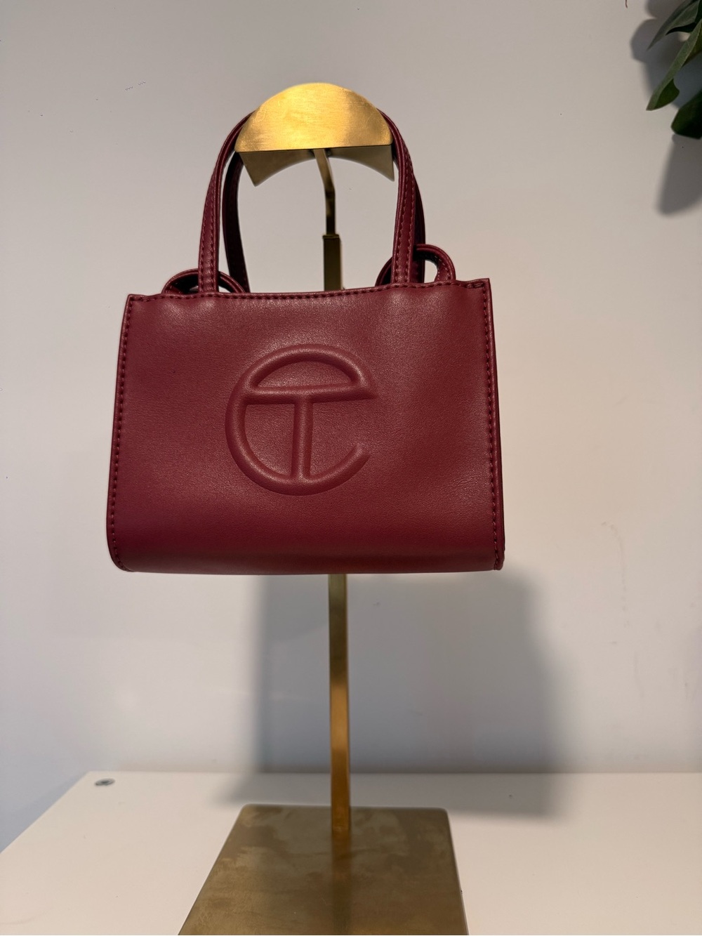 Telfar Mini Leather Crossbody Bag in Burgundy - Picture 3 of 5
